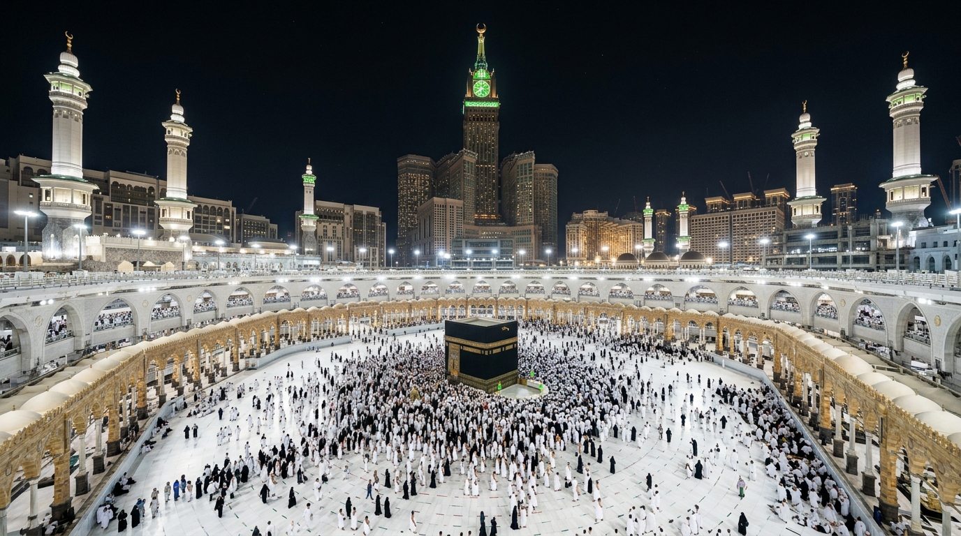 Makkah Grand Mosque Night